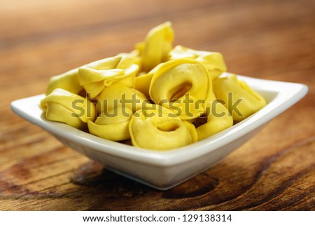 Tortellini, fresh egg pasta, italian food, selective focus