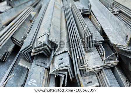 Group of metal beams in workplace, shallow DOF