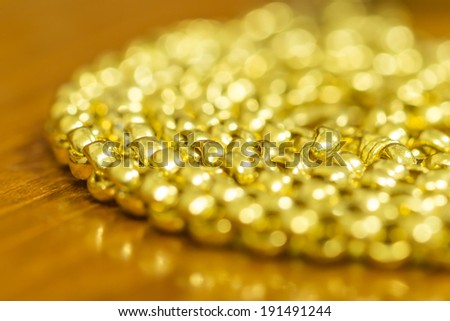 Gold necklace close up