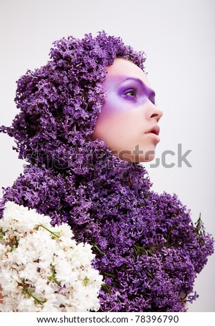 dressed with  lilac beauty girl portrait