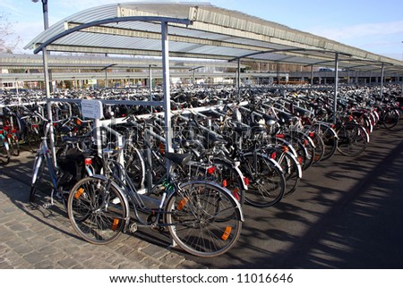 Bikes in a parking lot