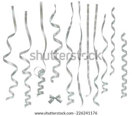 silver ribbons with clipping paths