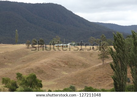 Australian landscape with a farm building