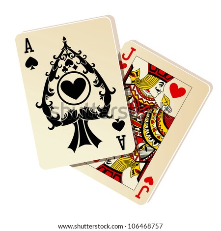 stock vector : Black Jack. Two cards on white background