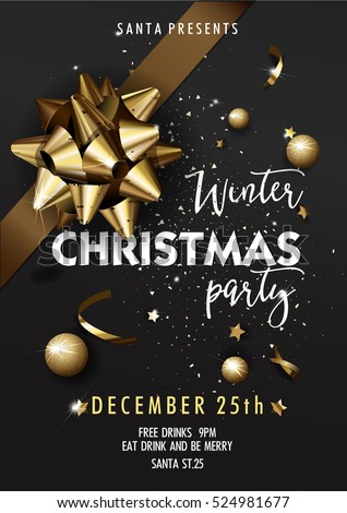 Holiday Merry Christmas party layout poster template. Christmas Design for your holiday invitation. Christmas Vector Illustration.
