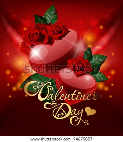 Valentine'S Day Card With Hearts And Roses Stock Vector Illustration ...