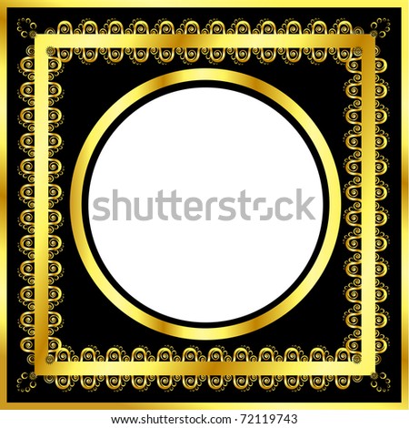 Gold pattern frame with waves and stars
