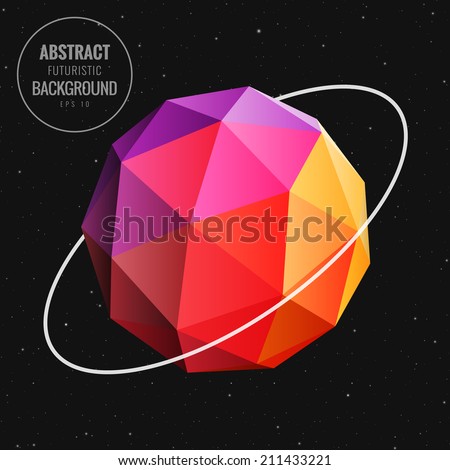 Abstract low poly sphere in universe Abstract low poly sphere in universe