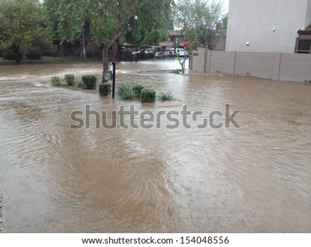 Flooded streets in Phoenix during monsoon rain, Phoenix, Arizona