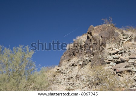 Phoenix  North Mountain Slope with Pristine Blue Sky above