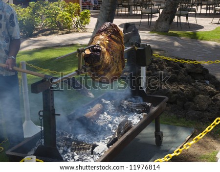 Charcoal Grill Smoking Meat for Tasty Picnic Dinner