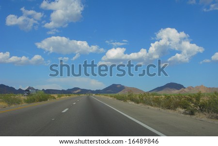 Interstate-10 in Mountain Desert during Monsoon Season, AZ