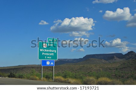Arizona Route 60 Road Sign in Mountain Desert during Monsoon Season