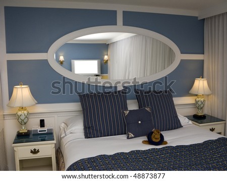 Master Bedroom with Mirror, Lamps and Flat Screen TV