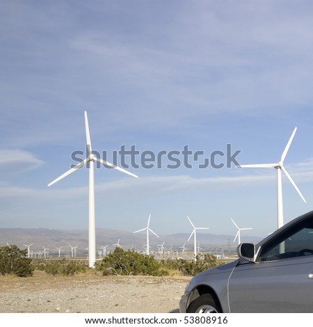 Windmill Electricity Generating Turbines versus Gas Burning Car