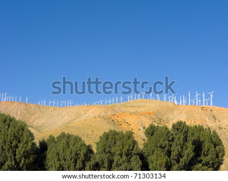 Environment friendly electric power windmills on top of mountains, Palm Springs, Coachella Valley, CA