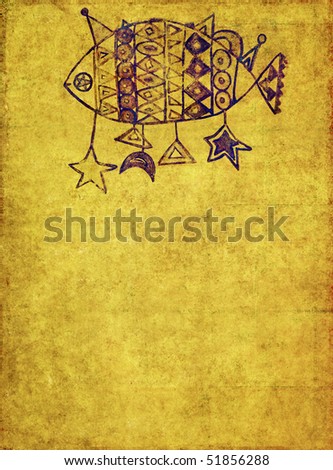 earthy background image with egyptian fish illustration