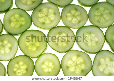 cucumber pieces isolated on white background