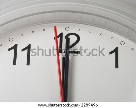 Clock with a minute and hour hands on 12 and a second hand on 59 - deadline symbol
