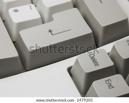 Enter and delete keys of computer keyboard took close