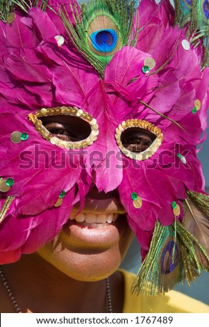 Young African girl  from Zimbabwe with mask.