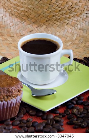 Breakfast time, coffee and muffins, food series