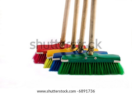Broom design elements, multicolor, household items series