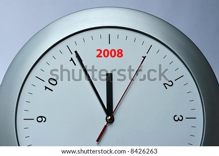 Silver clock, time, new year, simple concept