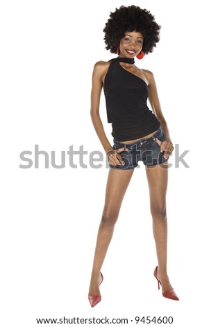 Stock Photo African American Girl Casual Dressed With Afro Hairstyle