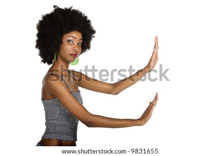afro hairstyle. stock photo : African American girl with afro hairstyle, 