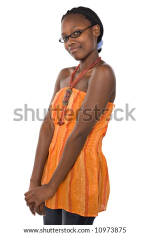 stock photo : Portrait of African American student with braids hairstyle and 