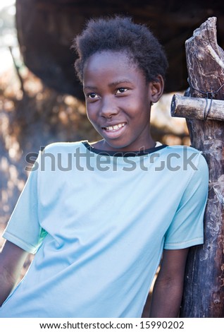 Portrait of poor African child, location Mmankodi village, Botswana