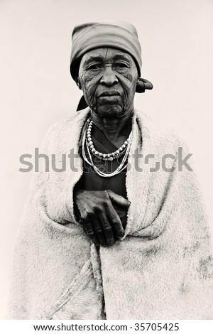 old African woman covered with a blanket ,lomo  black and white look