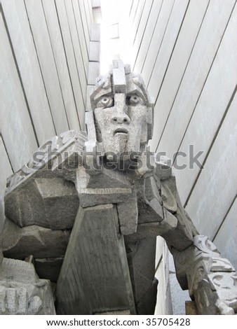 Giant concrete robot, remaining of a communist era in Bulgaria