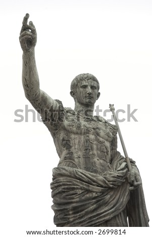 Julius Caesar, Roman Emperor. A statue in Rome, Italy, isolated on white
