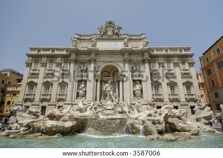 The trevi fountain, a popular touristic attraction in rome, italy