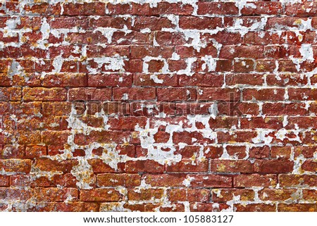old yellow brick wall, close-up
