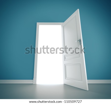 Open Doors In Blue Room