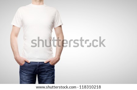 guy in T-shirt on a white background guy in T-shirt on a white background