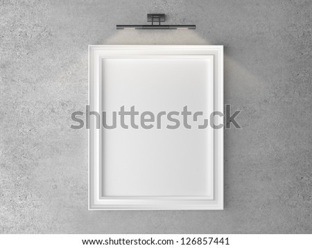 frame on wall with wall lamp