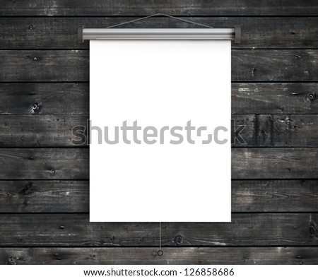 blank placard on grunge wooden wall