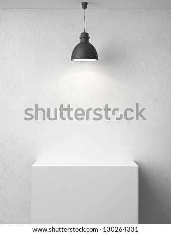 white concrete room with podium and lamp white concrete room with podium and lamp