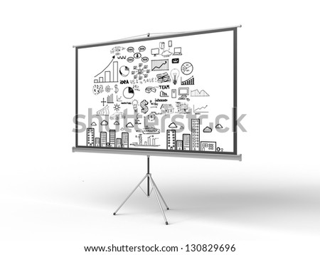 flip chart with business concept in room