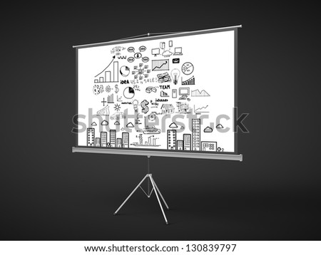 flip chart with business concept on a black background