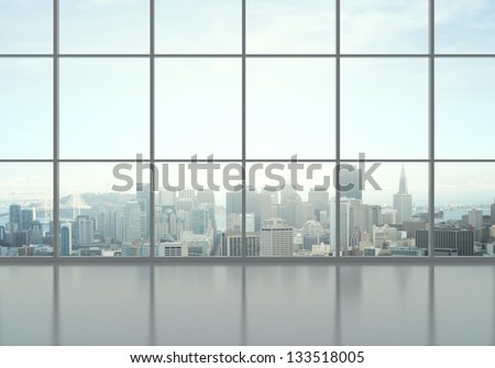 Office Interior And City View