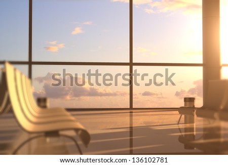airport interior with big window
