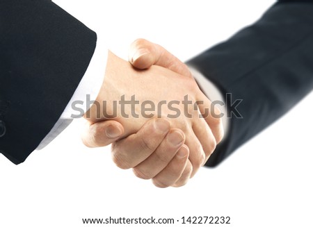 business handshake on a white background