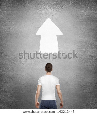young man standing back, choice concept