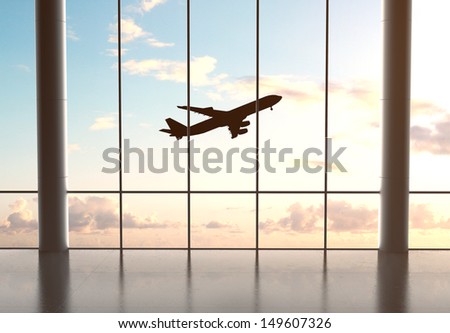 Airport And Airplane In Blue Sky