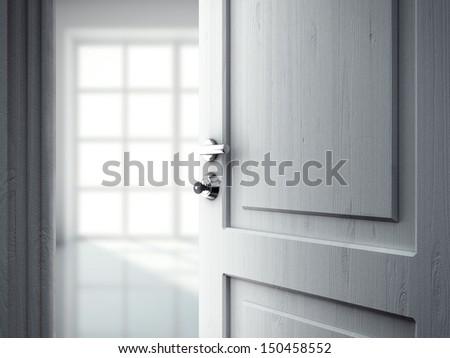 opened door in room with window